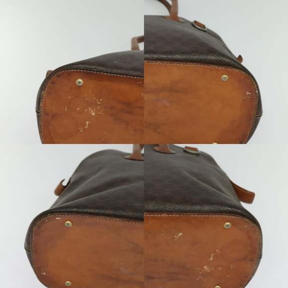 CELINE Macadam Canvas Hand Bag Pvc Leather Brown Gold - Picture 10 of 12